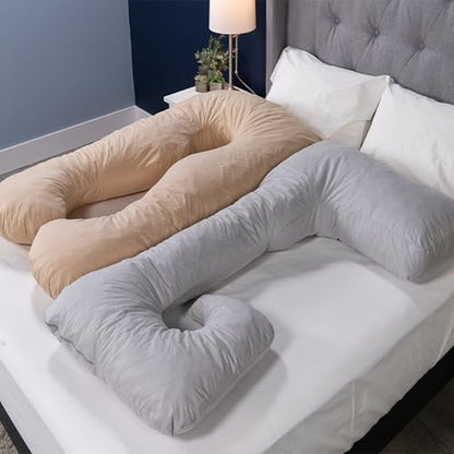 MyPillow Single L Shape Maternity Pillow – 56" x 28" Pregnancy & Body Support Pillow with Removable Zippered Cover, Sky Blue - color: Sky Blue, size: L -Shape
