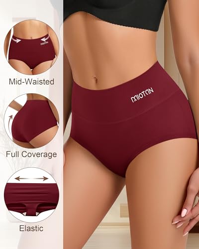 Women's Cotton Underwear 4 Pack, High Waisted Ladies Panties - size: Medium