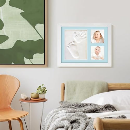 Baby Footprint Kit, Newborn Foot and Hand Print Kit, Baby Keepsake Frame, Nursery Pictures Frames(Walnut) - color: Walnut