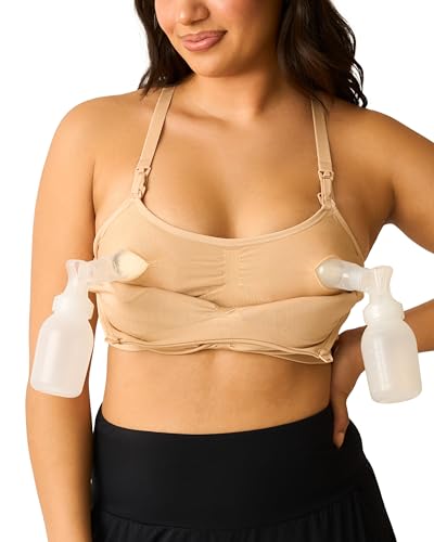 Kindred Bravely Essentials Hands Free Pumping Bra Maternity Nursing, 2 Pack - color: Beige & Beige, size: Large