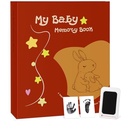 Kasfalci Baby Memory Book – Baby Book Keepsake Pregnancy Journal, Gender Neutral Photo Album and Milestone Scrapbook for Boy or Girl to Record Memories from Pregnancy to Age 5,Newborn Books - color: Red