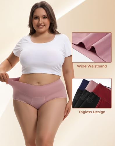 INNERSY Women's Plus Size Period Underwear High Waist Heavy Flow 3-Pack - color: Berry, size: 5X-Large