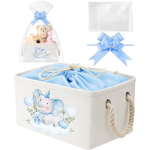 Pickmesh Baby Shower Storage Basket with Gift Bags, Blue Elephant - style: Blue Elephant