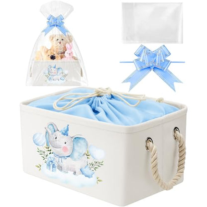 Pickmesh Baby Shower Storage Basket with Gift Bags, Blue Elephant - style: Blue Elephant