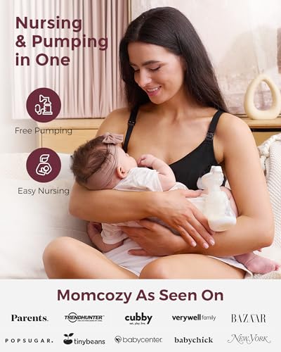 Momcozy 2-in-1 Hands Free Pumping Bra, Adjustable Breast Pump Bra with Wide Support Band for Breastfeeding Moms - size: X-Large Plus