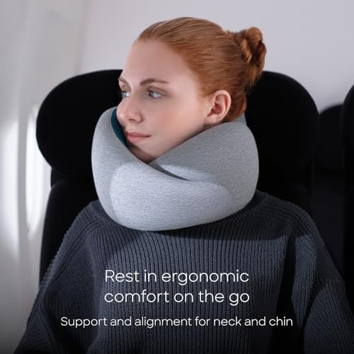 Ostrichpillow GO Travel Pillow, 360° Memory Foam Support, Soft & Washable - color: Blue Reef