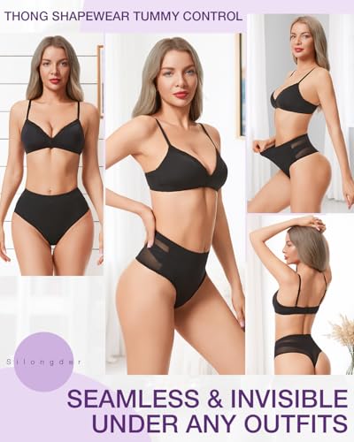 Thong Shapewear Tummy Control Underwear for Women Body Shaper - color: A02# Black, size: Small