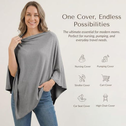 Konssy Rayon Made from Bamboo Nursing Cover for Breastfeeding - color: Grey