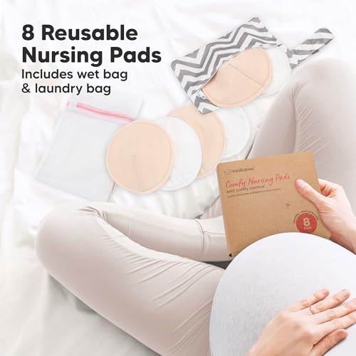 Organic Nursing Pads, 8 Washable Breast Pads,Wash Bag (Bare Beige, M 4.6") - color: Bare Beige, size: 8pk, L 5"