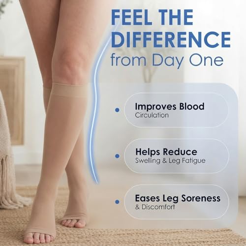 ABSOLUTE SUPPORT 3 Pairs Women Sheer Compression Socks 15-20mmHg - color: Nude, size: 2X-Large