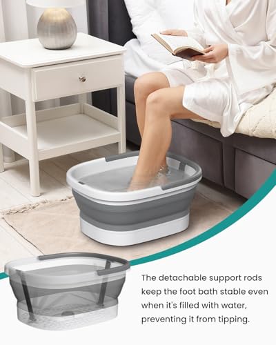 Nekteck Collapsible Foot Soaking Tub for Foot Bath Soak Foot Spa, Grey - color: Grey