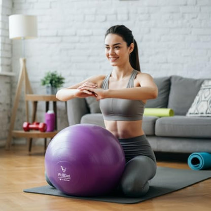Purple 25-Inch Inflatable Exercise Ball – PVC Core Strengthening & Balance Ball - color: Purple