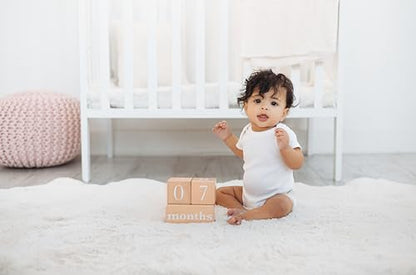 Pearhead Wooden Baby Age Milestone Blocks, Weeks Months Years - color: Wooden Age Blocks