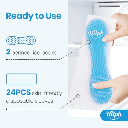 Hilph Perineal Ice Packs for Postpartum Hemorrhoid Pain Relief, Blue - style: B- 24PCS Disposable Sleeves + 2 Ice Pads
