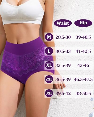 Womens Cotton Underwear High Waisted Full Coverage Panties Postpartum Brief - color: Blue,black, size: Large