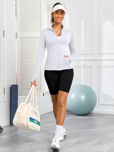 VUTRU Women's Workout Yoga Jacket Full Zip Running Athletic Track Jacket - color: A-white, size: X-Small