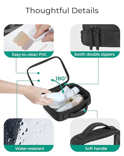 BAGSMART Puffy Clear Toiletry Bag, TSA-Approved & Wide-Open, 2-Pack, Black - color: Jet Black