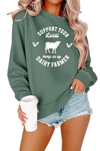 UNIQUEONE Nursing Sweatshirt Women Hidden Zip Breastfeeding Shirts - color: Green, size: X-Large