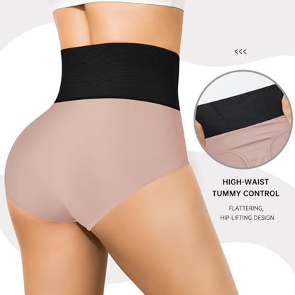 Women's Tummy Control Underwear High-Waist underpants Full Coverage Brief Stretch Ladies Panties Multipack - size: Medium