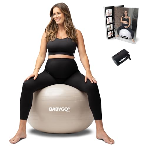 BABYGO Birthing Ball, Pregnancy & Labor, Award Winning Book - color: Oatmeal, size: 65cm - Electric