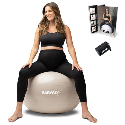 BABYGO Birthing Ball, Pregnancy & Labor, Award Winning Book - color: Oatmeal, size: 65cm - Electric
