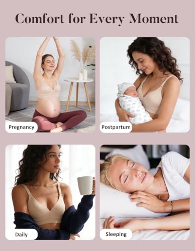 AIRCUTE Nursing Bras for Breastfeeding Seamless Postpartum Bra Soft Pregnancy Bra Wireless Maternity Bralette - color: Dusk, size: Medium