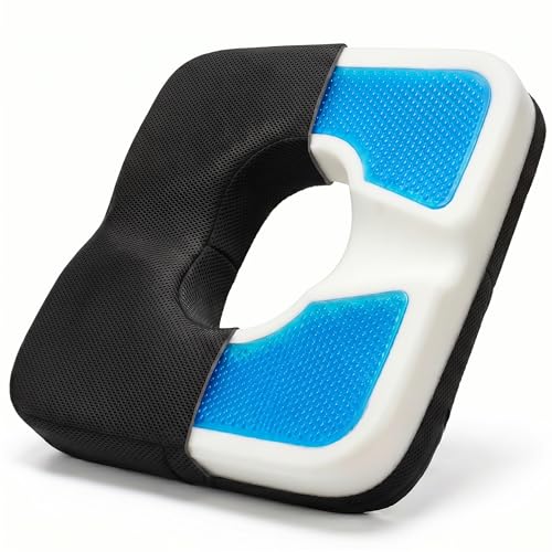 Gel Seat Cushion for Office Chair, Memory Foam, Black - color: Black