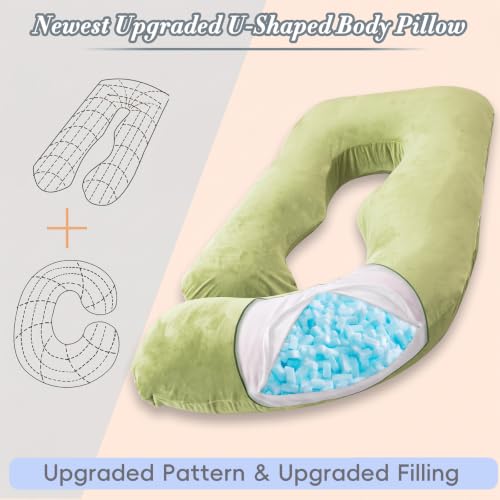 60 Inch Pregnancy Pillow for Sleeping (Green- Memory Foam) - color: Green- Memory Foam