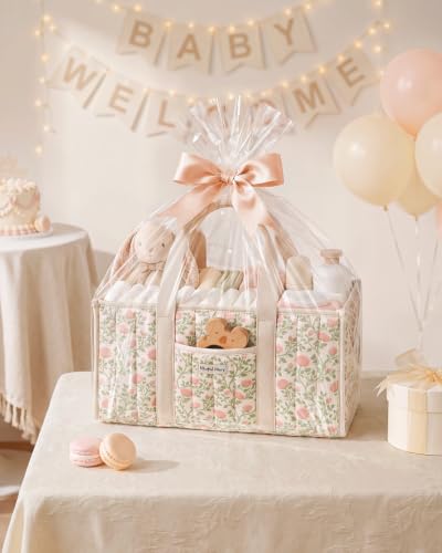 Blissful Diary Floral Diaper Caddy Organizer, Storage Basket, Tulip Garden - color: Tulip Garden