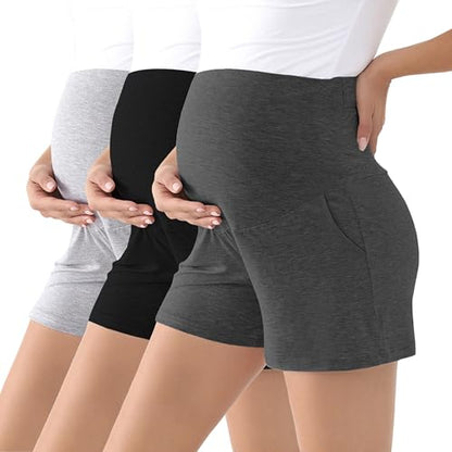 Viscose from Bamboo Maternity Summer Lounge Pajama Shorts - color: Black/Dark Grey/Grey, size: Small