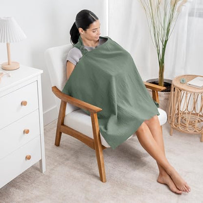 Muslin Nursing Cover Pack of 2 and Swaddle Blankets Bundled by Comfy Cubs