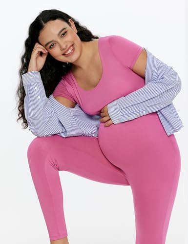 POSHDIVAH Maternity Jumpsuit Romper Leggings Short Sleeve - color: Pink, size: Small