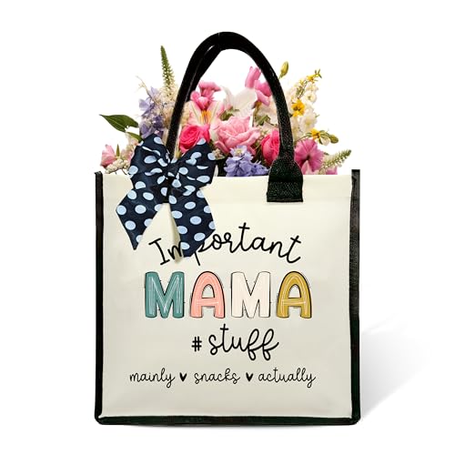 Important Stuff Shoulder Beach Bag - Canvas Tote Bag Gifts - color: Mama