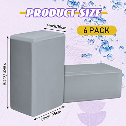 Wettarn 6 Pack EVA Yoga Blocks Bulk, Non Slip Pilates Brick - color: Gray