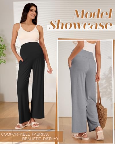 3 Pack Women's Maternity Lounge Pants with Pockets S 3Color
