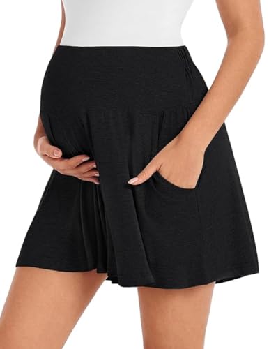 Viscose from Bamboo Maternity Loose Flowy Lounge Shorts - color: Black, size: X-Large