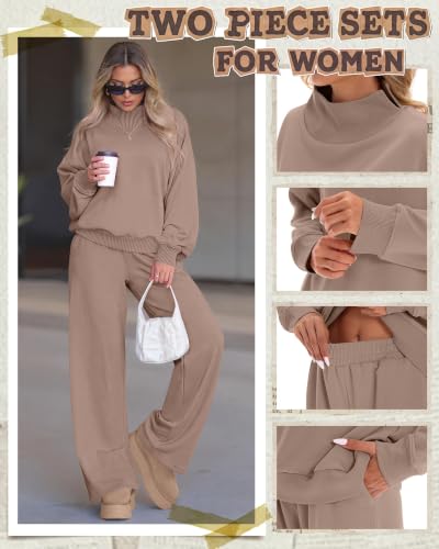 Neer Women's 2 Piece Set Sweatsuits Lounge Outfits Set - color: Coffee Gray, size: Small