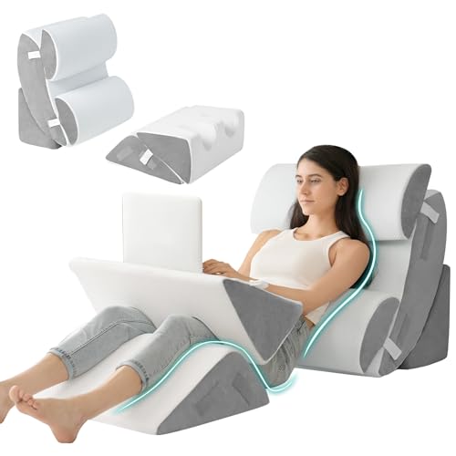 Hansleep Bed Wedge Pillow Set for After Surgery 6P, Reading Pillows, 23" - color: White, size: 6pcs-23.6x27''