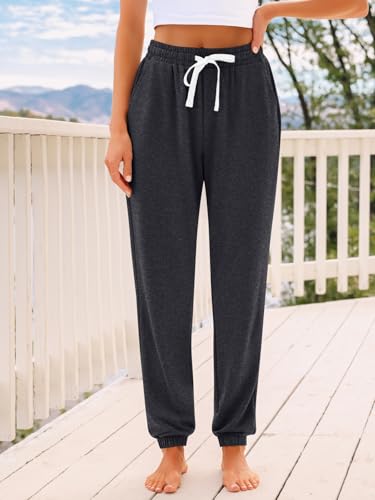 AUTOMET Women's High Waisted Lounge Sweatpants Jogger Pants with Pockets - color: Blackgrey, size: XX-Large
