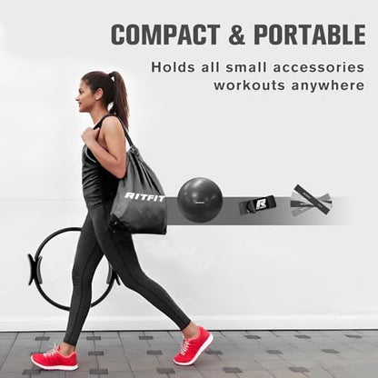 RitFit Pilates kit, 14" Pilates Ring with Pilates Ball & Resistance Bands - color: Black