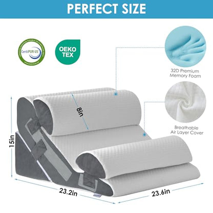 MEGCXIT Wedge Pillow Set for After Surgery, Bed Wedge, 4PCS, White/Grey - color: White/Grey, size: 4pcs