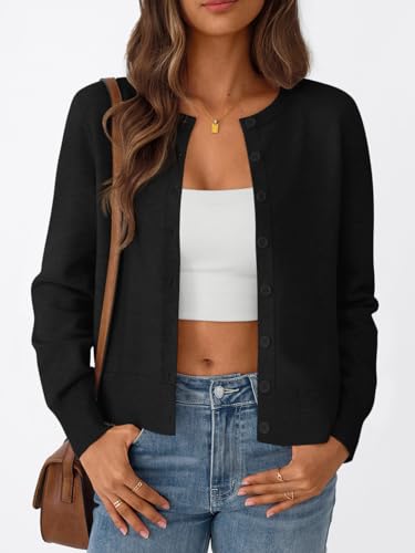 Trendy Queen Women's Lightweight Knit Cardigan - color: Black, size: Small