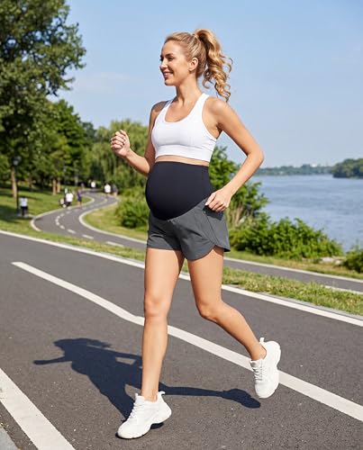 Women's Maternity Athletic Shorts - color: Grey, size: Large