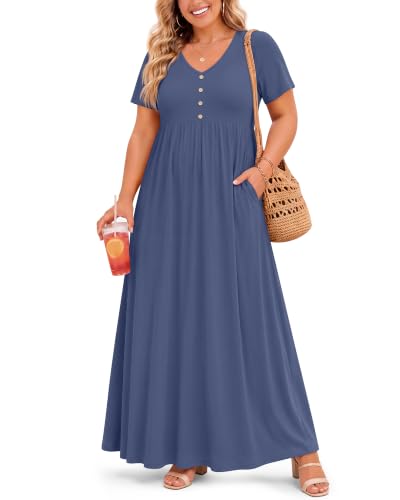 Women's Plus Size Maternity Dress - color: Haze Blue, size: 5X-Large