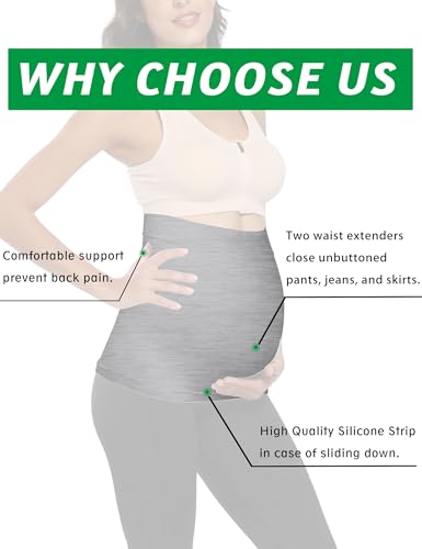 Belly Bands for Pregnant Postpartum Belly Band - color: Black + Light Gray, size: 4