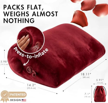 Inflatable Wedge Pillow, Travel, Leg Elevation, Sleep (Red) - color: Red