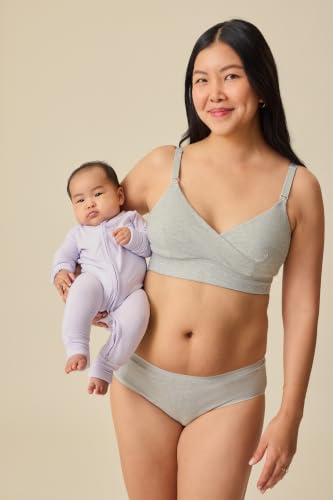 Kindred Bravely SoftStretch Cotton Nursing Bra for Breastfeeding, Maternity - color: Grey Heather, size: Large