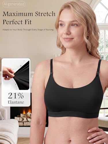 Nursing Bra for Breastfeeding Seamless Wireless Maternity Bra - color: Balck, size: X-Small