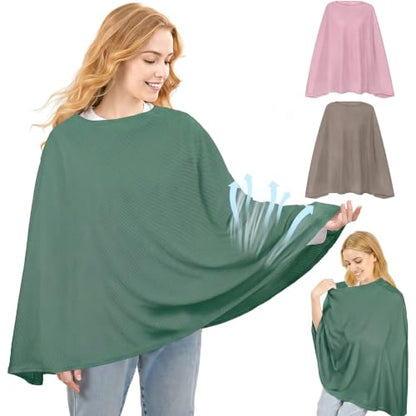 Basumee Nursing Cover for Breastfeeding Breathable Mesh 360 Full Privacy - color: Dark Sage, size: 1 Pack