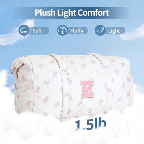 Personalized Quilted Duffle Bag for Travel Gym Weekender Hospital Carry On - color: Pink Bow, size: E